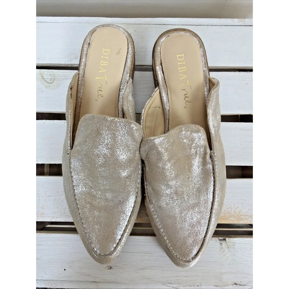 New No Box Diba True Gold Slip On Mule Loafer Shoes #1065 Womens 6